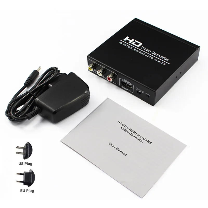 

HD TO CVBS AV/HD AUTO SCALER NTSC PAL TV Format, HDMI-compatible Video Converter for VHS VCR Computer DVD Recorder PC to TV