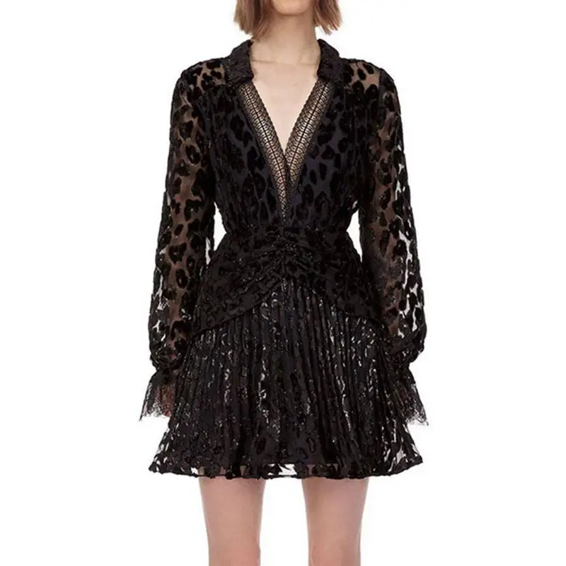 

Self Portrait Black Dress Women 2019 Long Sleeve Party Dresses