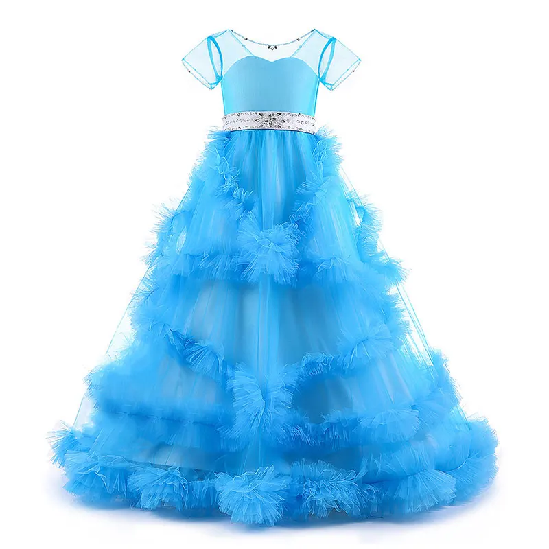 

Girls dress Princess Girl Dress Pink Tulle Exquisite Lace Ankle Length Baptism Party Prom dress Girls Wedding Birthday Ball Gown