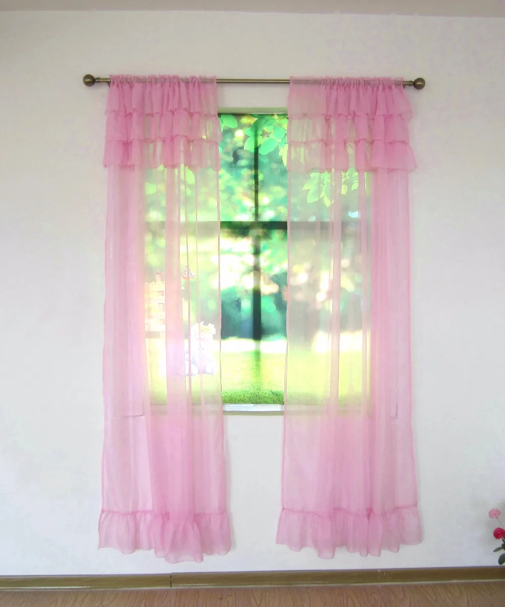Корейский стиль кружева готовые Твердые экраны гостиной спальни из мягкой вуали окна шторы(только 1 панель