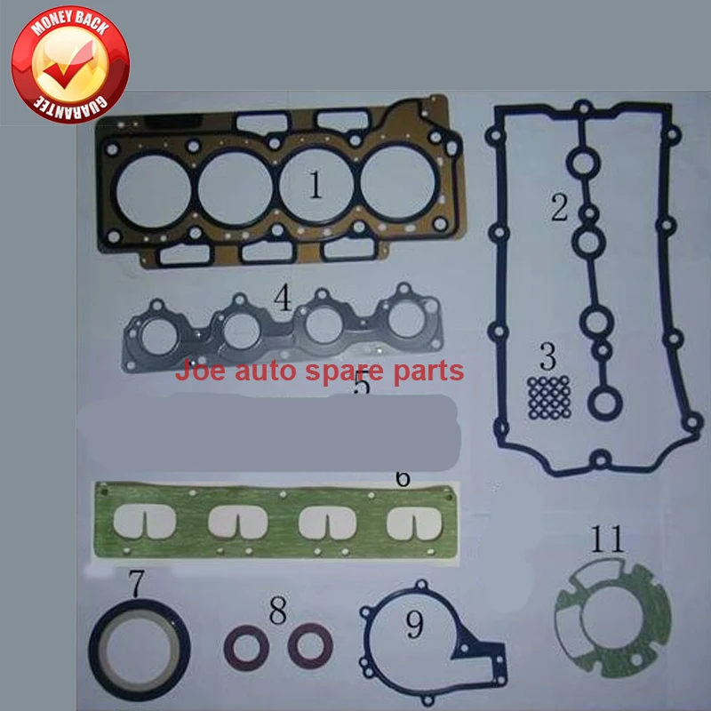 

SQR484F 484J Engine Full gasket set kit Overhaul for CHERY A5 TIGGO 3 EASTAR 2.0L 16v 484J-100001 484J 100001 484J100001