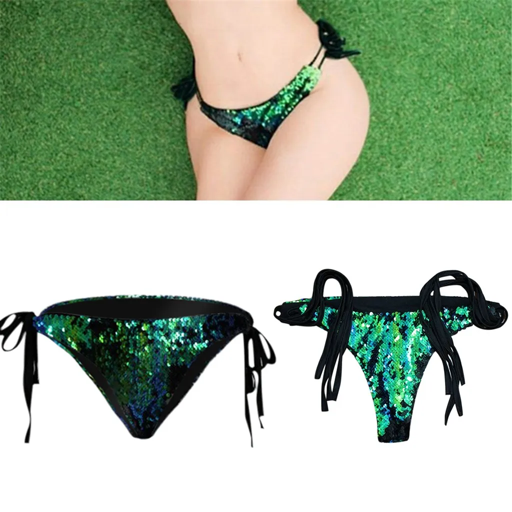 

Women's Sexy Sequin Bandage Bikini Swimwear Swim Panties Hollow Out Sequin Bandage Female Swimsuit Bathing Suit Swim Shorts