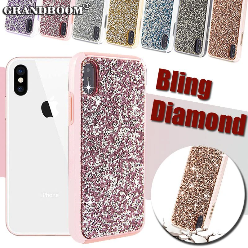 1000pcs Premium Bling 2in1 Luxury Diamond Cases For iPhone XS Max XR X 8 7 6 6S Plus