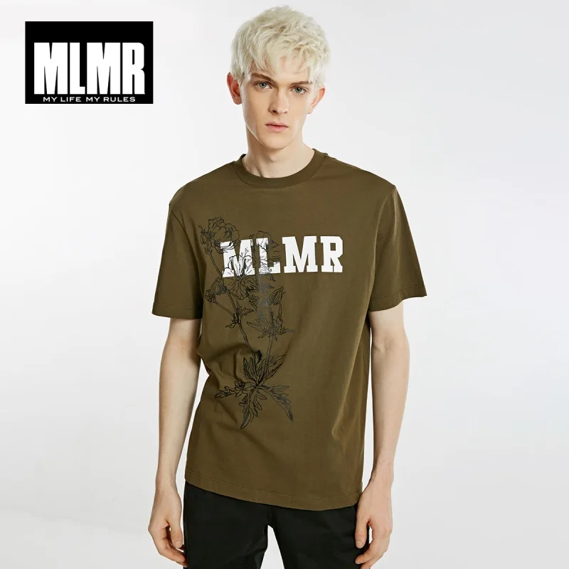 MLMR Мужская 100% хлопковая Футболка с буквенным принтом одежда 218301572|Футболки| |