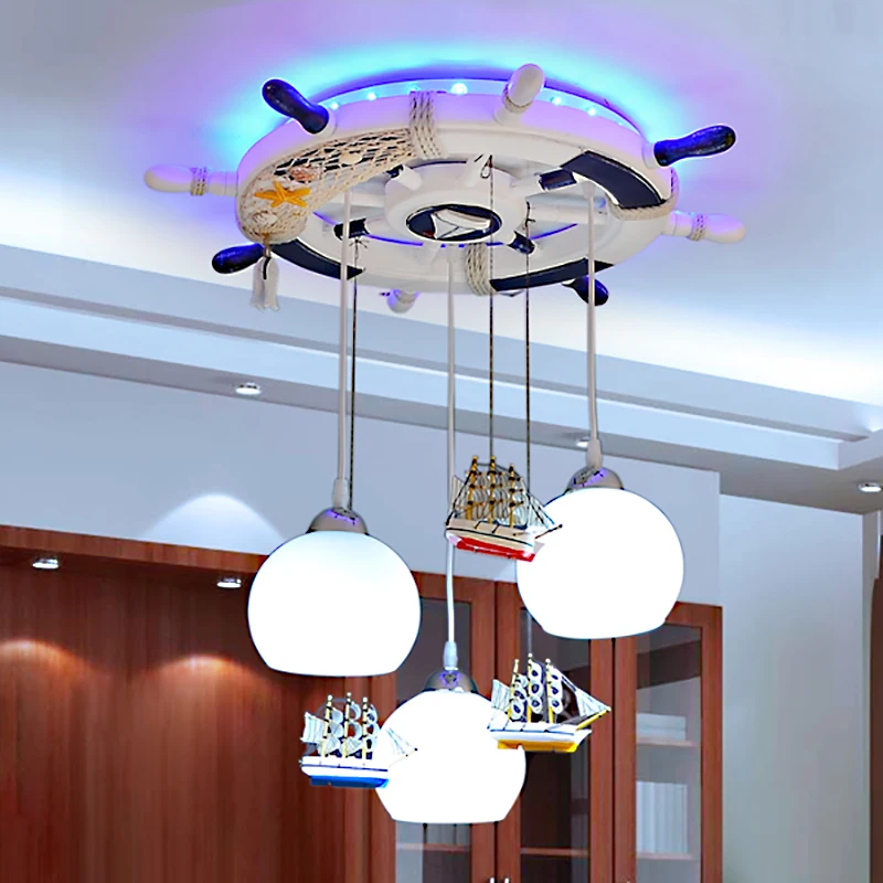

Children pendant lights living room restaurant boy girl bedroo sea boat creative personality cute 3heads pendant lamps A ET15