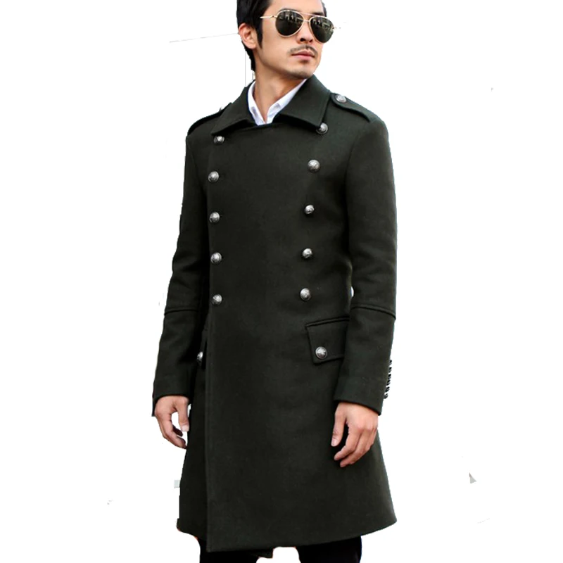 Men Brand German Generals Of World War Ii Vintage Long Coat Wool Coat ...