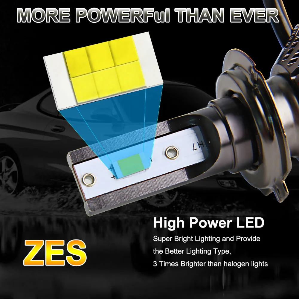 2PCS H7 Led 10000LM Mini Car Headlight Bulbs ZES 3000K 4300K 6000K Auto Lamp H1 H4 LED Light H11 H8 HB3 9005 HB4 6000K 12V 24V 2PCS H7 Led 10000LM Mini Car Headlight Bulbs ZES 3000K 4300K 6000K Auto Lamp H1 H4 LED Light H11 H8 HB3 9005 HB4 6000K 12V 24V