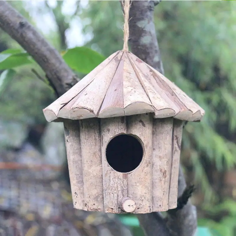 

Handmade Wooden Environmental Protection Bird House Round Birdhouse Crafts Solid Wood Antiseptic Birds Nest