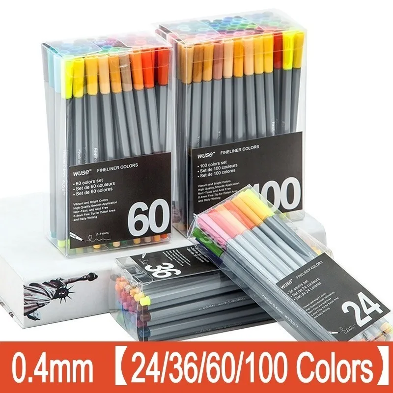 Разные цвета 0,4 мм Fineliner маркер ручка на водной основе Пигментные чернила художественные маркеры для скрапбукинга детей граффити крюк волокно ручка