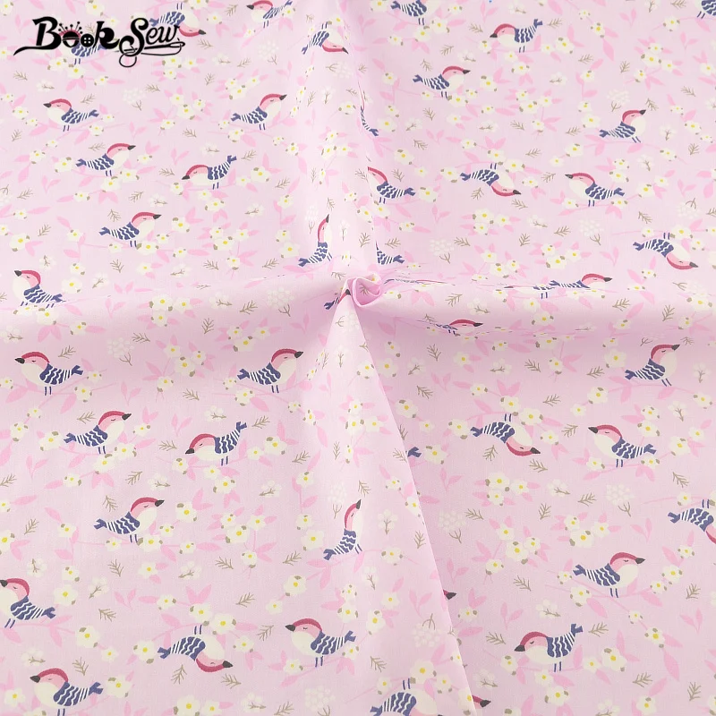 Booksew 2017 New 100% Cotton Twill Fabric High Quality Pink Birds Designs Home Textile Material Sewing Cloth DIY Crafts Baby|cotton twill