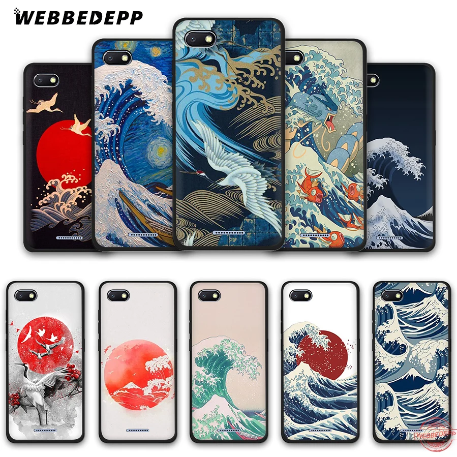 WEBBEDEPP Wave Art Japanese Green Illust Soft Phone Case for Redmi Note 8 7 6 5 Pro 4A 5A 6A 4X Plus S2 Go Cases | Мобильные