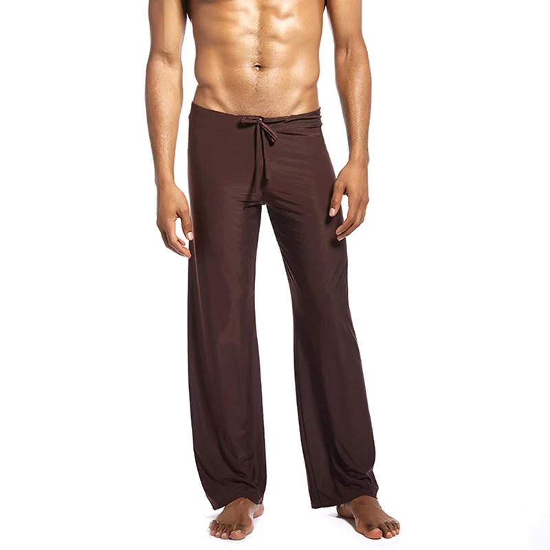 Мужские длинные штаны для йоги, пижама из тонкой ткани, брюки, мягкие сексуальные летние дышащие для дома SSA-19ING
