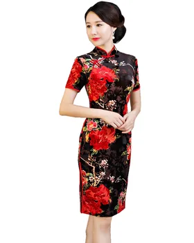 

Shanghai Story Short Sleeve Chinese Qipao Dress Chinese Cheongsam Oriental dress Women's Vintage Dresses Nation Trend Clothing