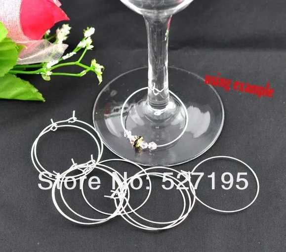 Free Shipping 500pcs Silver Plated Wine Glass Charm Rings/Earring Hoops