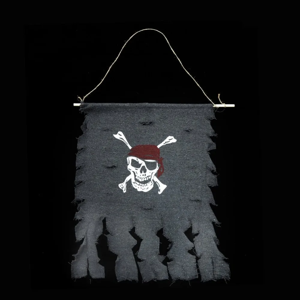 

Linen Pirate Flag Pirate Skull and Crossbones Flag Halloween Decoration Party Accessory Ghost halloween wedding decoration
