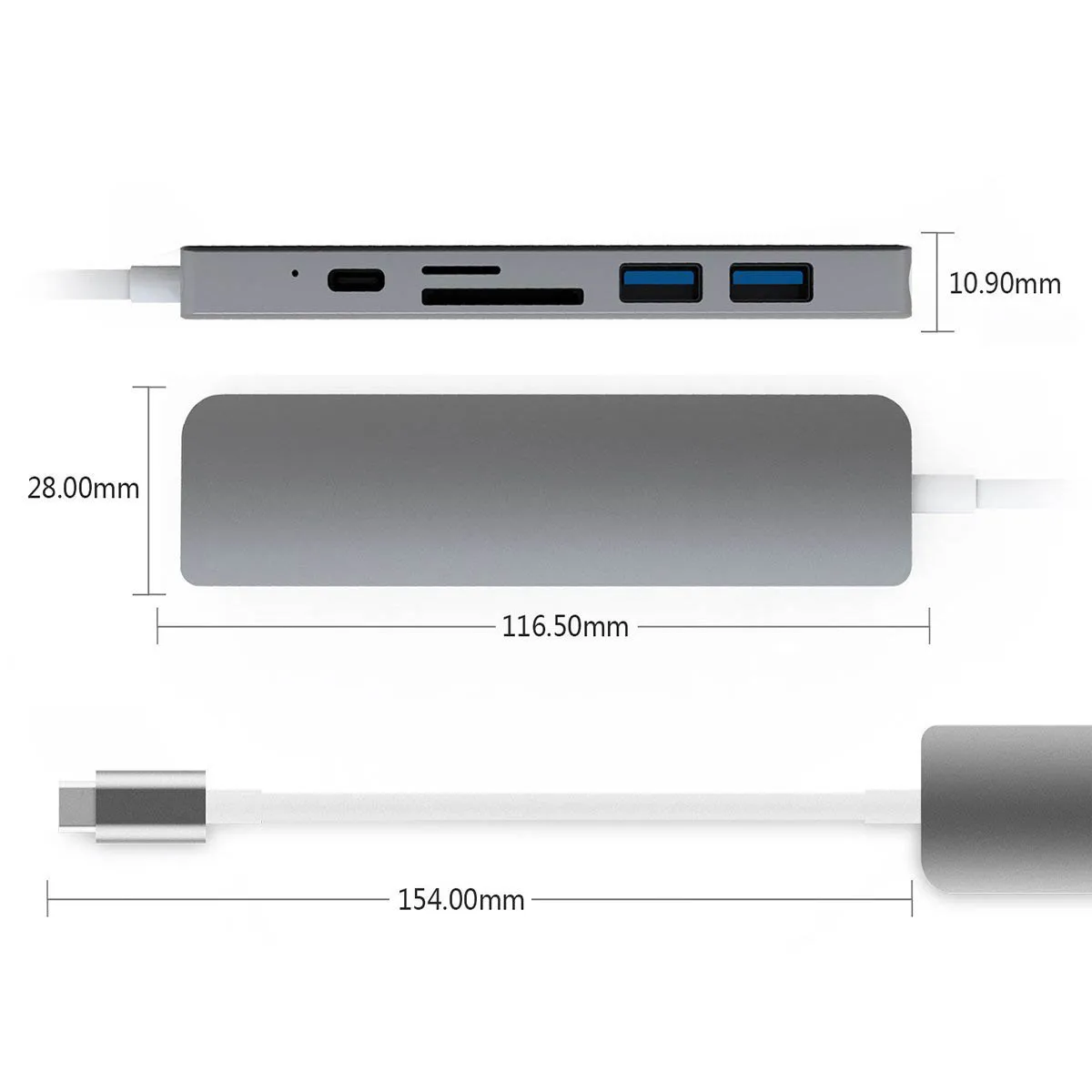 6 в 1 USB C концентратор HDMI адаптер 4 K видео с Тип-C Мощность доставки SD/TF Card Reader USB 3,0 хаб для MacBook Pro