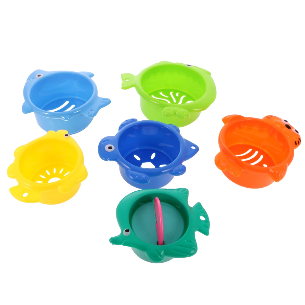 Classic 1Set Baby Children Bath Bathtub Toy Plastic Folding Stacking Cup Kids Bathing Cute Toys for Bathroom 4Kinds