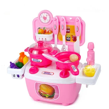 

Kids Pretend Play Toys Classic Kitchen Toy Cooking Tableware Counter Interactive Parent-child Exchange Model Kids Gift H3