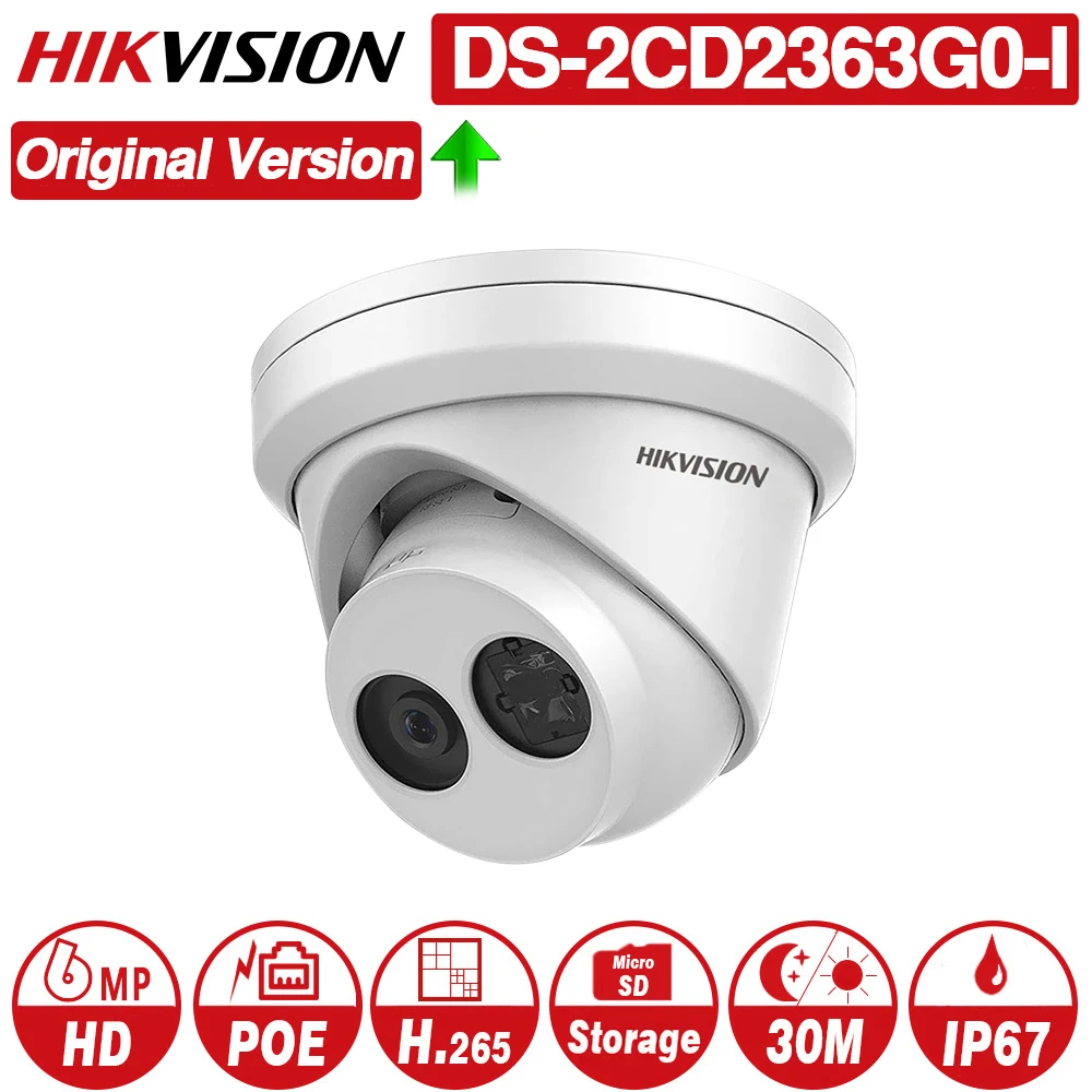 

Hikvision Original 6MP Camera DS-2CD2363G0-I H.265 Face Detect Network IP Camera POE CCTV Security Camera SD Card Slot