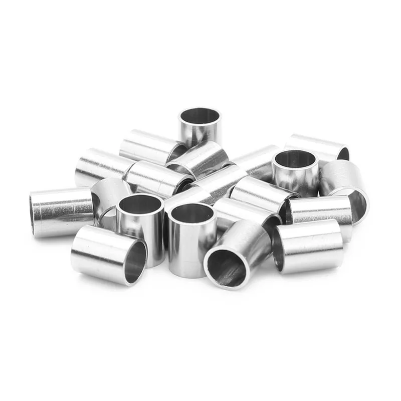 

SAUVOO 10pcs/lot Stainless Steel 5mm Large Hole Beads 6x7.5mm Silver Tone Tube Bead for DIY Charm Bracelets Jewelry Accessories