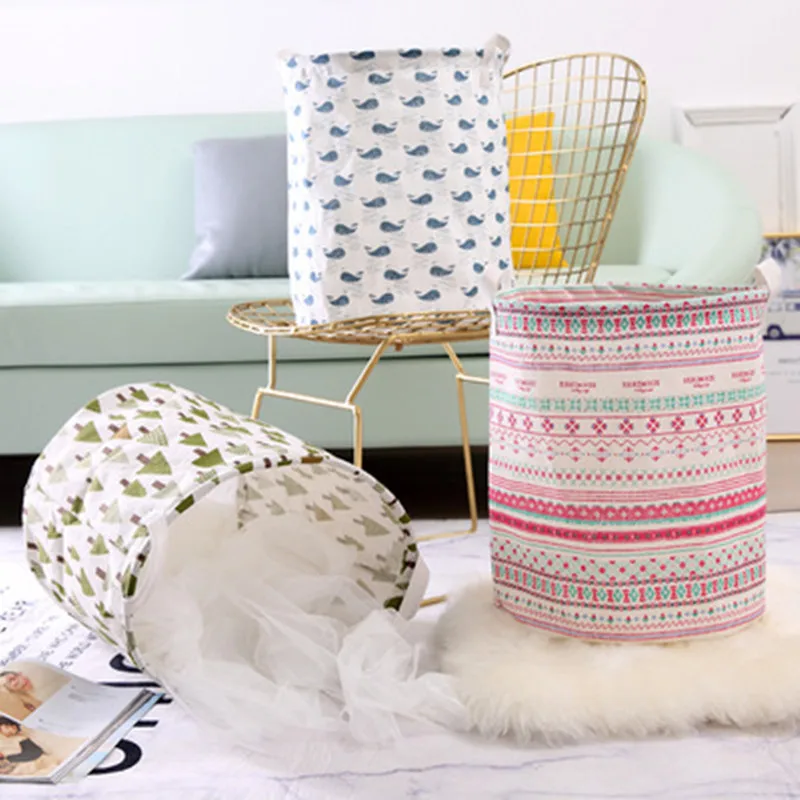 43X37 cm طوي القطن و الكتان غسل الملابس سلة الغسيل تعرقل Sundires الطفل لعب الاطفال حقيبة التخزين تخزين المنزل منظم