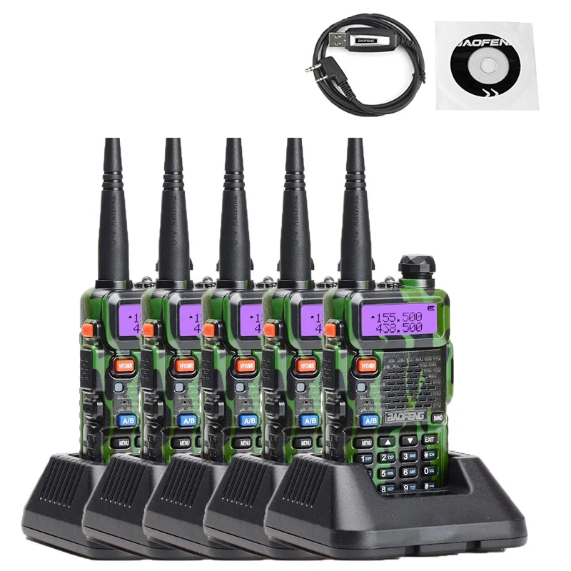 Рация Baofeng 5 шт. двухстороннее радио км 1 Кабель для программирования|walkie talkie|baofeng