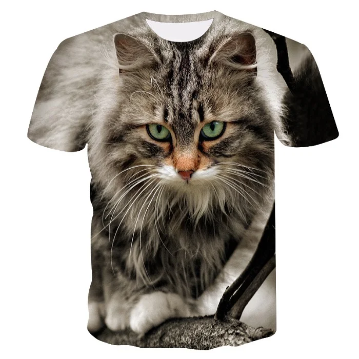Новинка, модная женская/мужская футболка с забавным котом, футболка с 3d принтом животных, повседневная мужская футболка с мультяшным принтом, футболки с рисунком «боевой Кот» - Цвет: 395