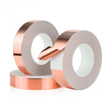 

50M Single Surface Conductive Copper Foil Tape Pure Copper Radiation Protection High Temperature Resistant Copper Foil Tape