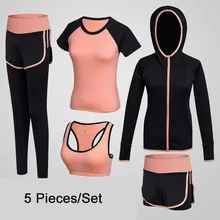 XC LOHAS Йога спортивный бюстгальтер+ Спортивные штаны шорты+ Спортивная куртка+ рубашки для бега спортивная рубашка 5 комплектов в наборе, шт./компл. для Для Женщин Йога костюмы спортивную одежду