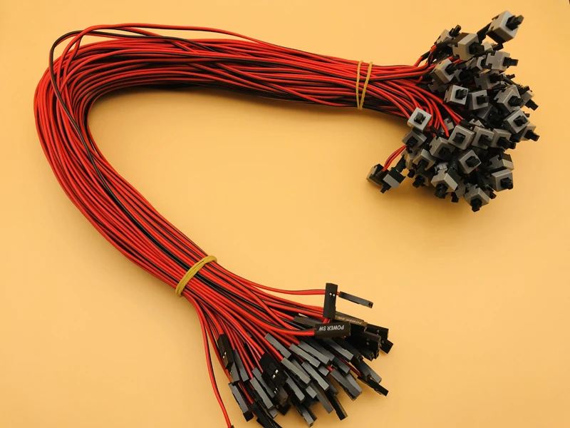 H1111Z 10pcs 50cm Host Motherboard PC power button pc power switch On/OFF Cable Reset Adapter Cord For BTC Mining Miner Machine