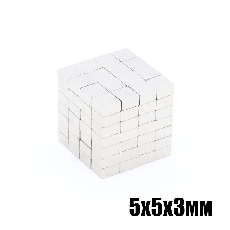 

500Pcs 5x5x3 mm Mini N35 Grade Super Strong Powerful Magnet Block NdFeB 5x5x3 Cuboid Rare Earth Neodymium permanent Magnets