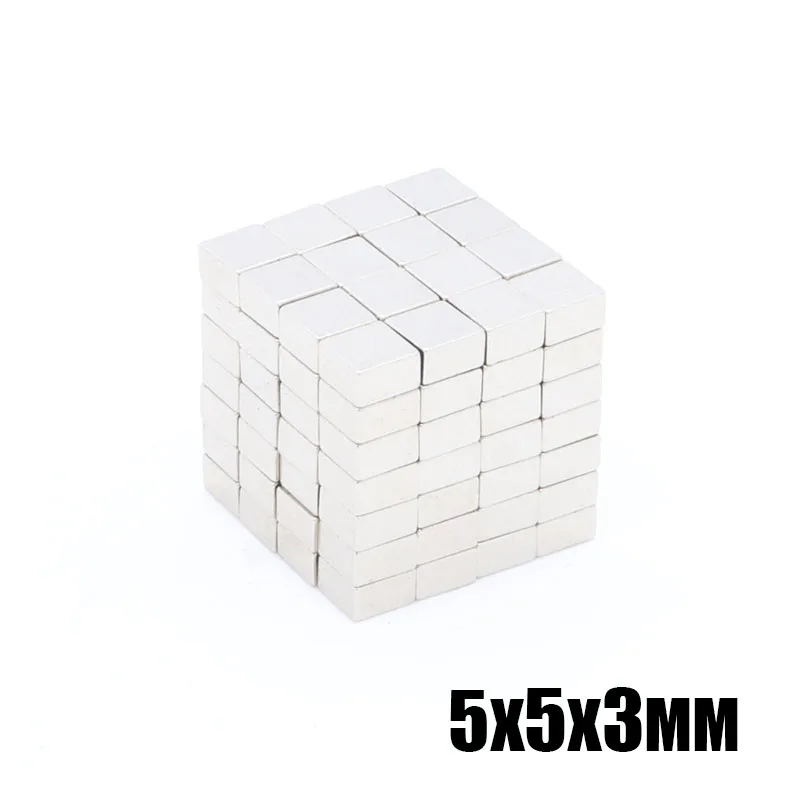 200 шт. 5x5x3 мм Мини N35 класс супер мощный магнитный блок NdFeB кубовидные