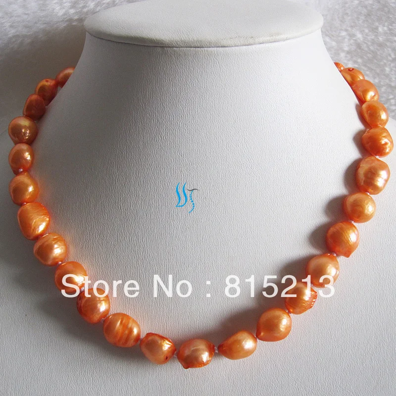 ddh0096 Orange Baroque Freshwater Pearl Necklacein Chain Necklaces