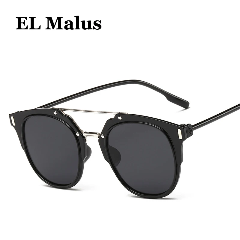 [EL Malus] круглая рамка в стиле ретро с металлической Солнцезащитные очки женские мужские Винтаж солнцезащитные очки черный, Красный