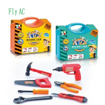 

Fly AC 7-piece Tool Box Construction Tool Set, Pretend Play Construction Accessories - Gift Toy for Boys