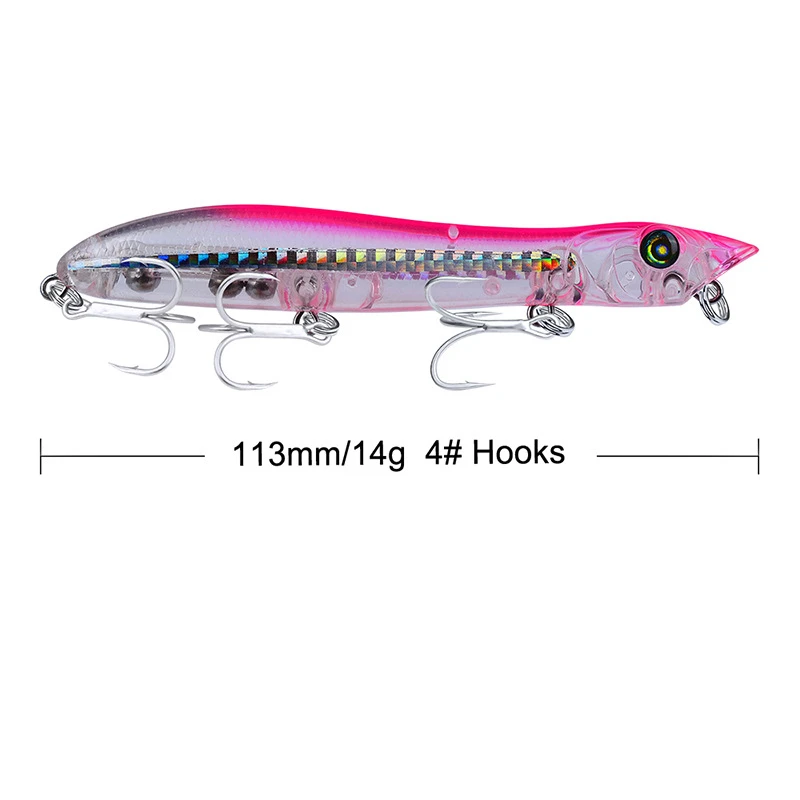 1pcs Topwater Snake Head Popper Fishing Lure 113mm 14g Plastic Hard Baits Lure Fishing Iscas Artificial Para Pesca - Цвет: 6