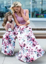 Mother daughter dresses Floral Long Dress mae e filha Mother and daughter clothes Mom and daughter dress Family Matching Clothes mother and daughter clothes sexy family long sleeve women dresses for party and bandage dress a line prom dresses for women
