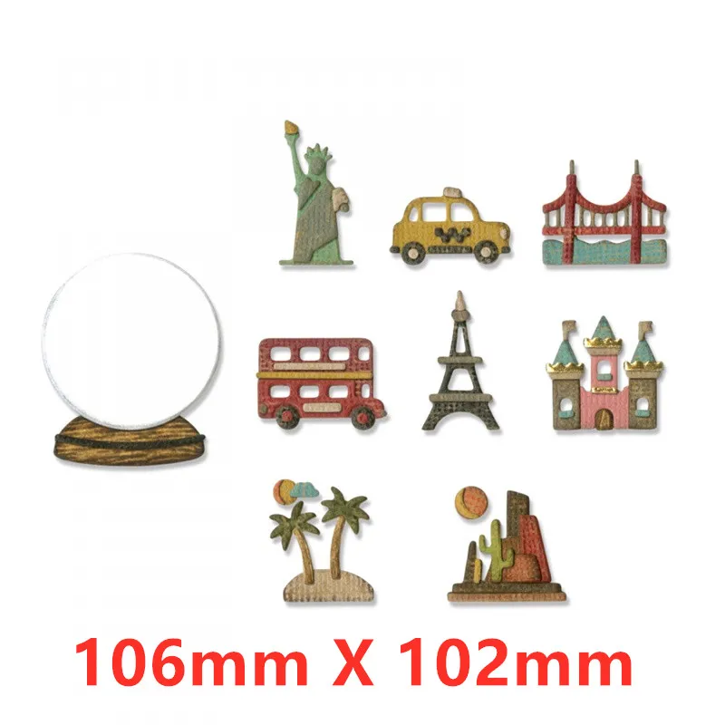 

SZ City's Buiding Architectures Metal Cutting Dies Stencil For Scrapbooking Embossing Card Handcrafts Handmade Templates 2019