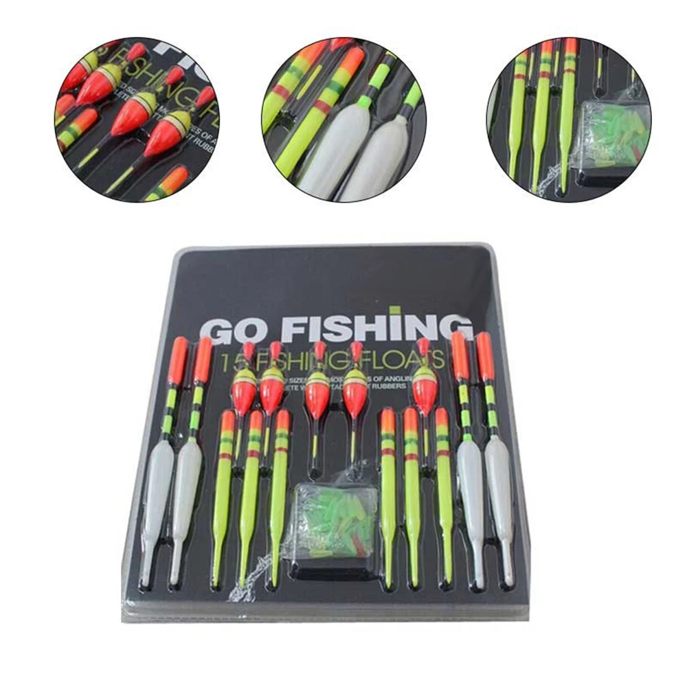 

Vertical buoy fishing float 15Pcs fishing bait floating in various sizes suitable for most fishing occasions