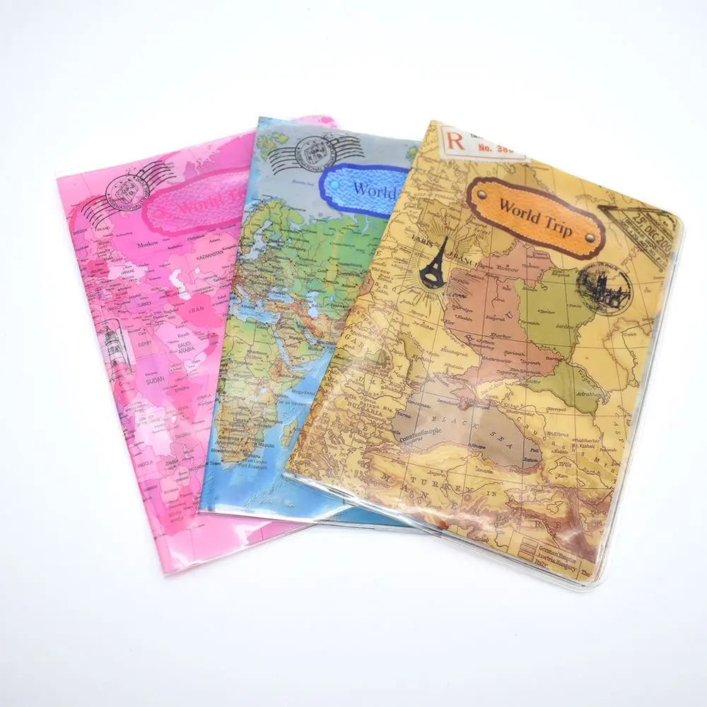 

Fashion PU PVC Passport Holder World Map Travel Passport Cover Case Brand Passport Holder Documents Folder Bag