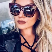 Модные солнцезащитные очки "кошачий глаз", леопардовые, Ретро стиль, для женщин, фирменный дизайн, металлическая оправа, женские солнцезащитные очки, Oculos De Sol feminino