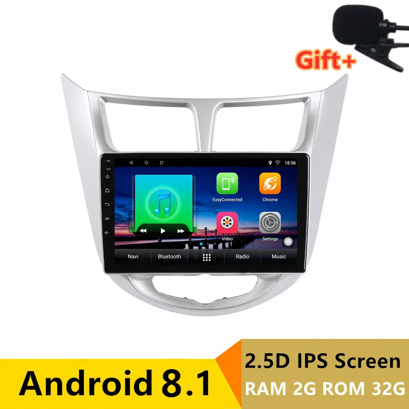 10 &quot2 + 32G 2.5D IPS Android 8 1 автомобильный DVD мультимедийный плеер GPS для Hyundai Solaris accent Verna