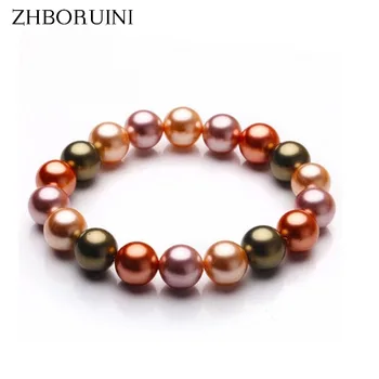 

ZHBORUINI Charm Bracelet Pearl Jewelry Green Mother Pearl Shellfish Bracelet & Bangles Natural Freshwater Pearl For Women