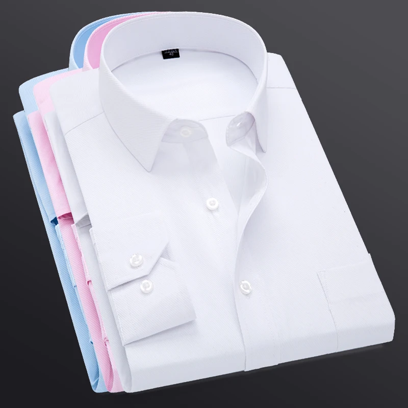 

Men Business Striped Shirt 2019 New Arrival Twill Men Dress Shirts Square Collar Long Sleeve Slim Formal Work Clothes #G83