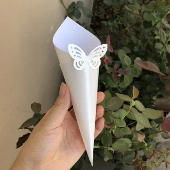 

50 Ivory Pearly Butterflies Confetti cones Papers Wedding decorations Do it yourself for the guests sweet holder cone