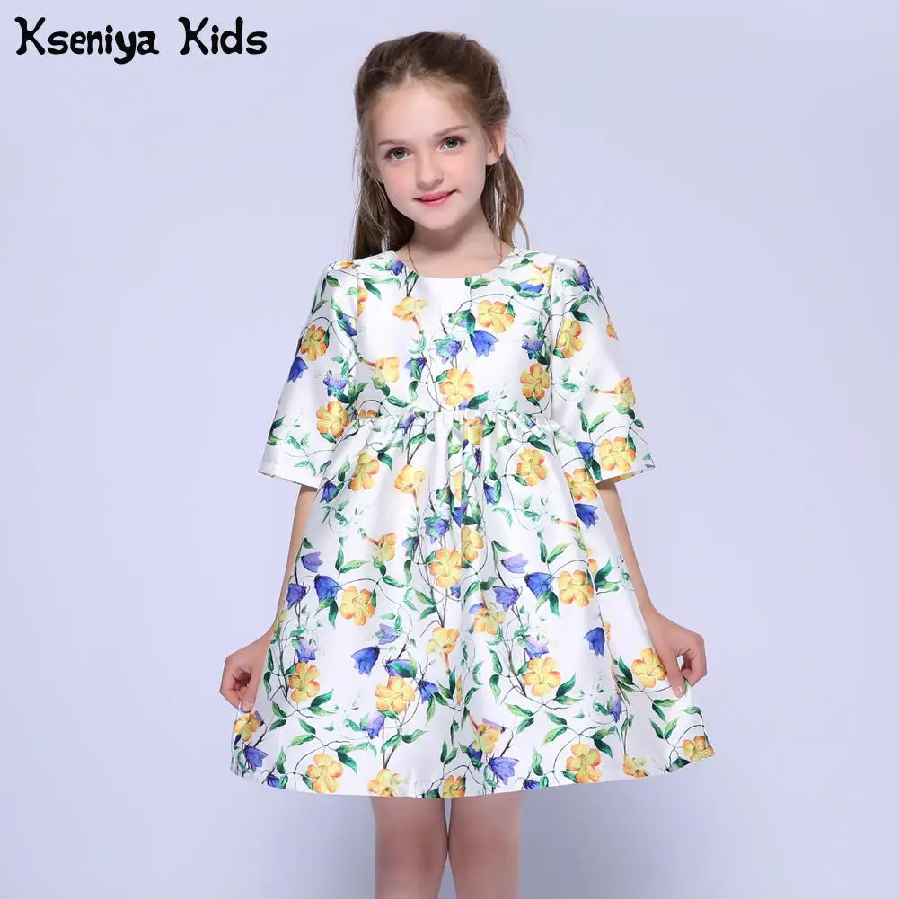 Kseniya Kids/летнее торжественное платье с цветочным узором для девочек; Детские платья для девочек; одежда для маленьких девочек на свадьбу; корейская детская одежда