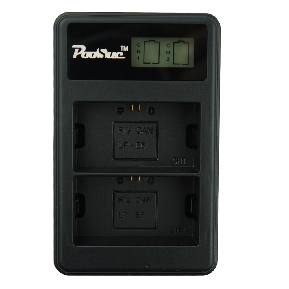 2* LP-E6  Battery 2650mAh LP E6 E6N +LED USB Dual Charger for Canon EOS 60D 70D 5D Mark II 5D Mark III,5D Mark IV digital camera