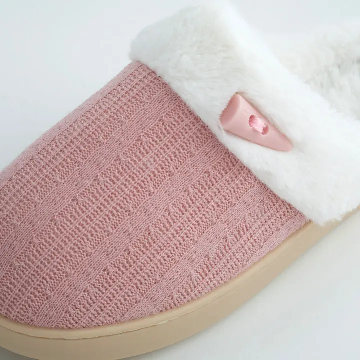 Unisex Comfort Knitted Cotton Slippers Washable Flat Closed Toe Ultra Lightweight Indoor Shoes TPR Non-slip Sole Slippers (8)