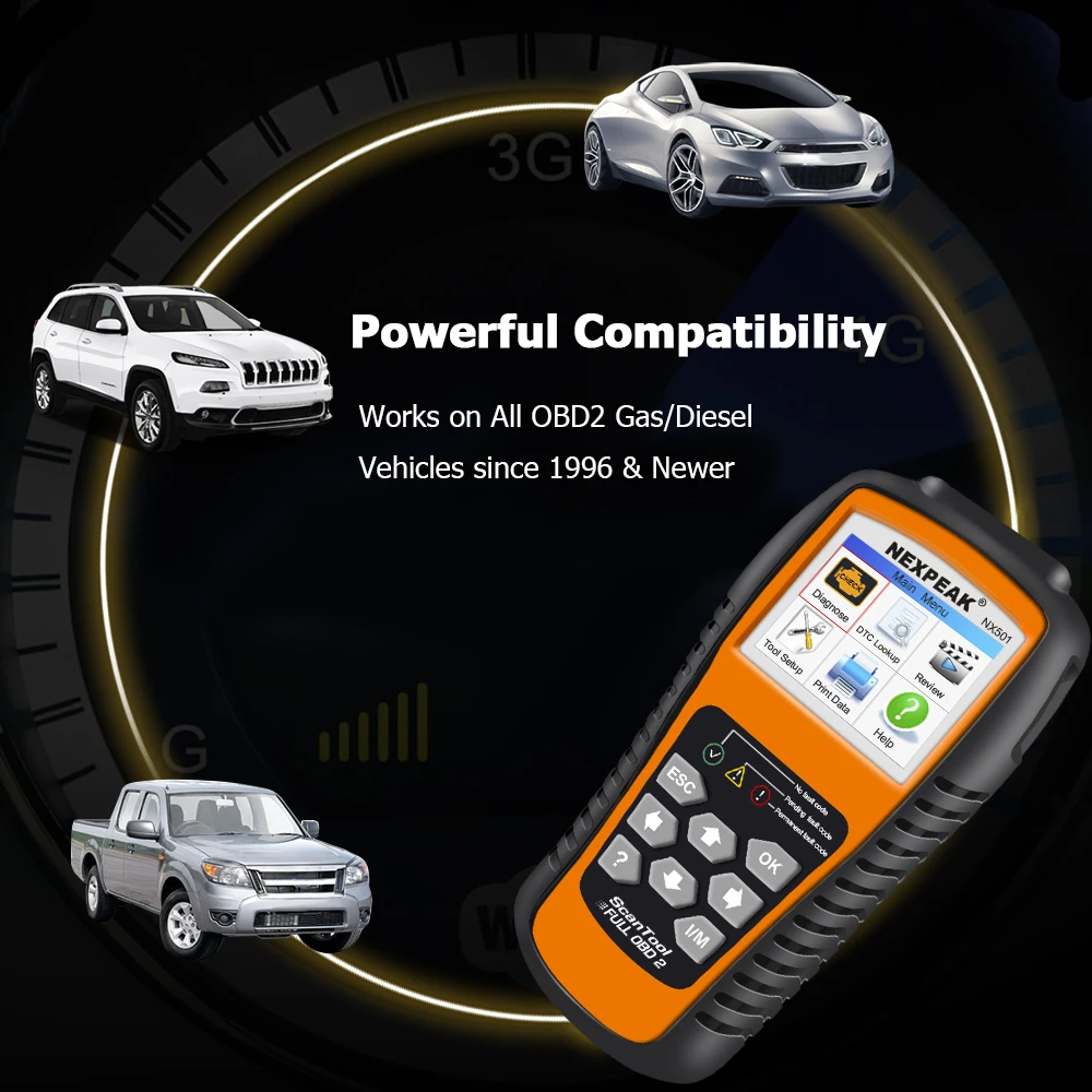 NEXPEAK NX501 автомобильный диагностический инструмент полный OBD2 Функция