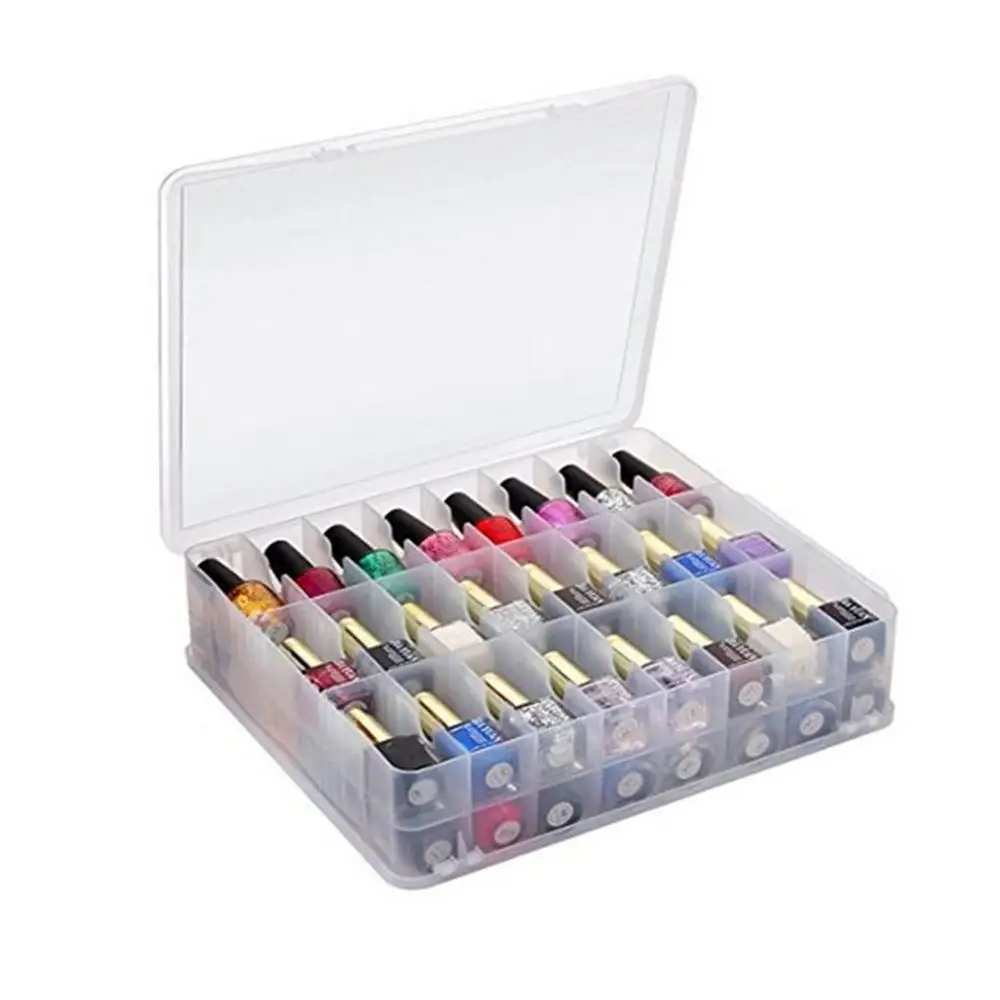 

Portable And Clear Nail Polish Storage Box Double Faces Max Capacity Of 48 Pcs Adjustable Space Storage Organizer Of Nail Polish